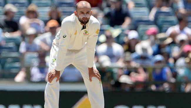 Nathan Lyon needs more support from Steve Smith. Picture: Daniel Wilkins