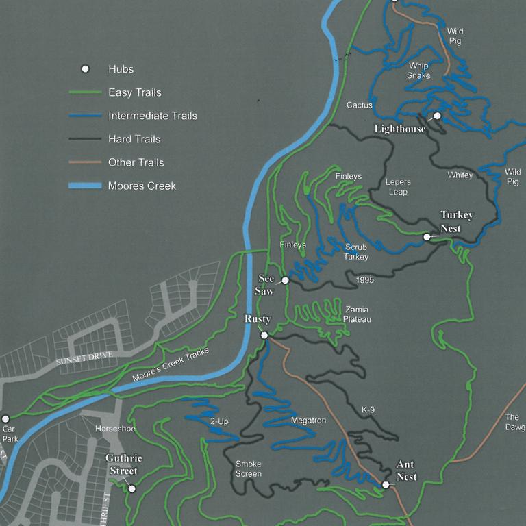 This map image illustrates the First Turkey Mountain Bike Reserve at Mount Archer.
