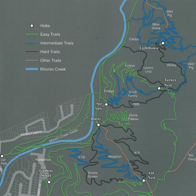 This map image illustrates the First Turkey Mountain Bike Reserve at Mount Archer.