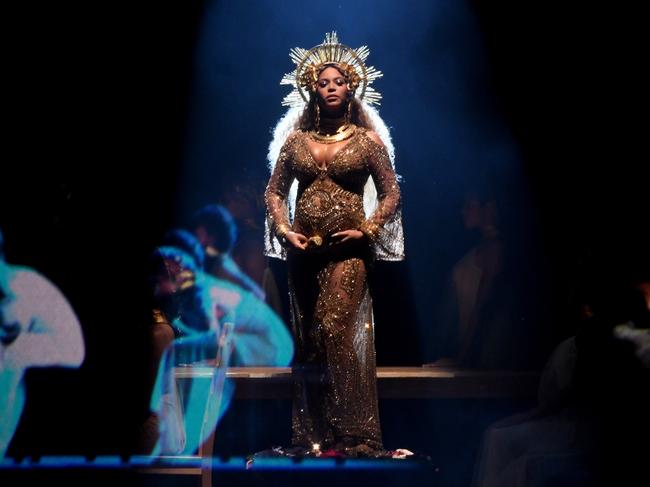 Beyonce performs onstage during The 59th GRAMMY Awards at STAPLES Center on February 12, 2017 in Los Angeles, California. Picture: Getty