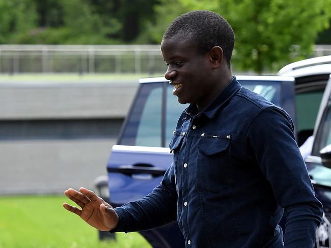 France's midfielder N'Golo Kante arrives at the French national football team training base in Clairefontaine on May 24, 2016, as part of the team's preparation for the upcoming Euro 2016 European football championships. / AFP PHOTO / FRANCK FIFE