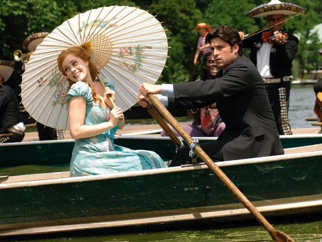 Actors Amy Adams and Patrick Dempsey in a scene from the 2007 film 'Enchanted'.