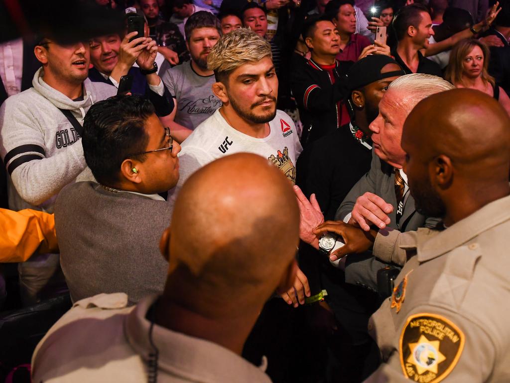 Dillon Danis is surrounded by security. (Photo By Stephen McCarthy/Sportsfile via Getty Images)