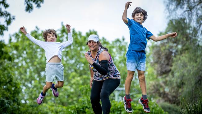 Eleana exercise saved her heart and gave her the gift of more time alive with her kids. Picture: Jake Nowakowski