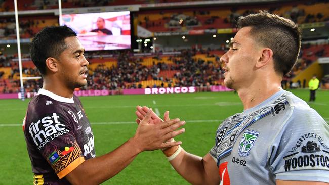 No Broncos homecoming for Kodi Nikorima (right). Picture: AAP/Darren England