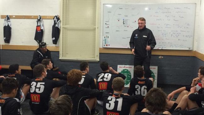 Leader: Gerard FitzGerald addresses the North Ballarat Rebels. Picture: Megan Hustwaite