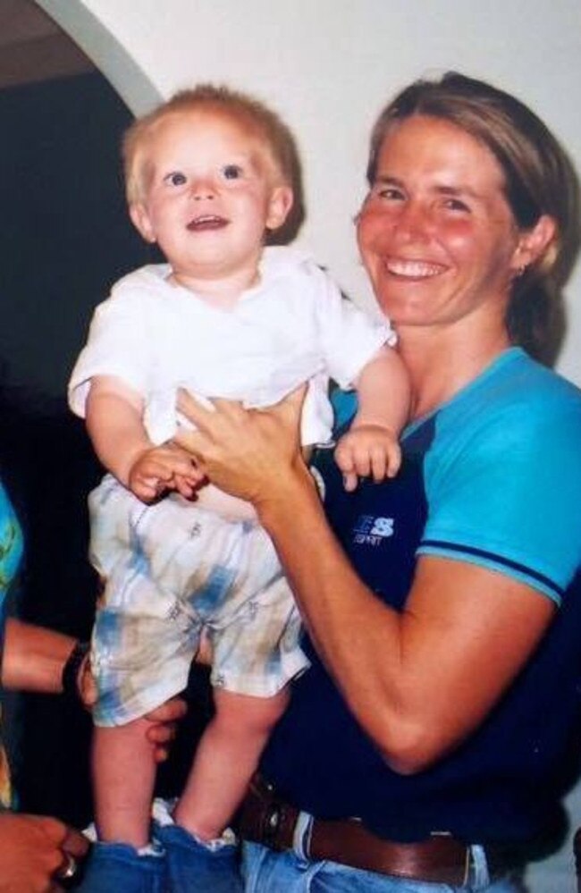 The late Helen Lambert Ewing with her son Ethan Ewing. Picture: Point Lookout Boardriders Facebook Page.