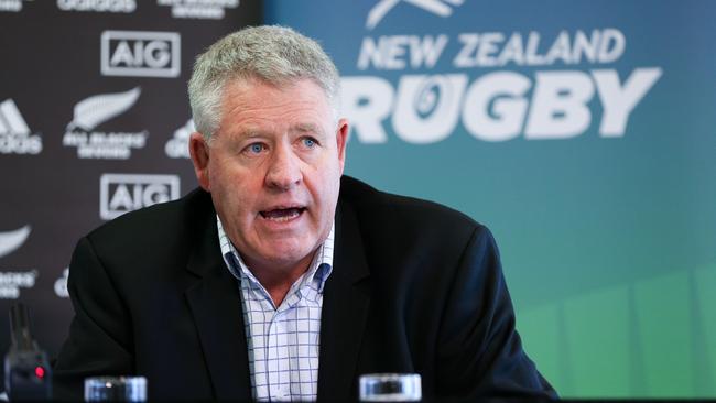 New Zealand Rugby boss Steve Tew speaks to media at Westpac Stadium.