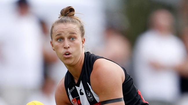 Pies star Ruby Schleicher will miss the season opener. (Photo by Dylan Burns/AFL Photos via Getty Images)