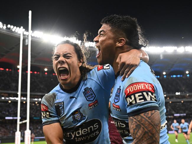 Jarome Luai celebrates a try. Picture: NRL Photos