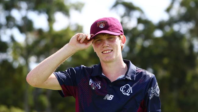 BRISBANE, AUSTRALIA - MARCH 11: Cap presentation for Callum Vidler of Queensland during the Sheffield Shield match between Queensland and New South Wales at Allan Border Field, on March 11, 2024, in Brisbane, Australia. (Photo by Chris Hyde/Getty Images)