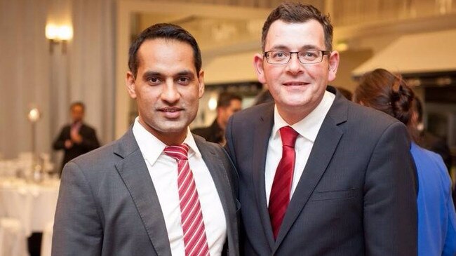 Jasvinder Sidhu with Premier Daniel Andrews. Supplied Facebook