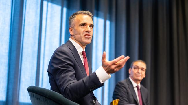 Opposition Leader Peter Malinauskas with the Premier of South Australia Steven Marshall. Picture: Morgan Sette