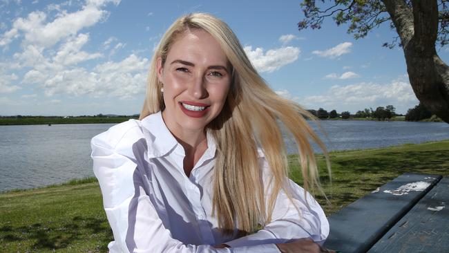 Brooke Vitnell, Liberal candidate for Paterson, on the banks of the picturesque Hunter River at Raymond Terrace. Picture by Peter Lorimer.