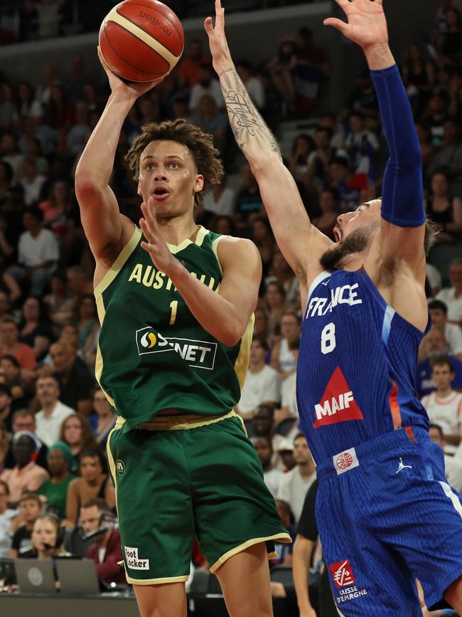 Dyson Daniels in action during the Paris Olympic 2024 practice match in Orleans, France. Picture: Adam Head