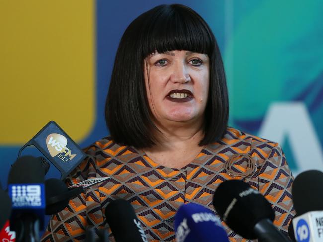 Rugby Australia’s chief executive Raelene Castle announced Folau's termination of contract. Picture: Don Arnold/Getty