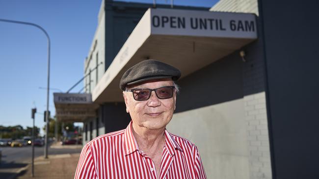 Regular customer, Chris Leong at the West Thebarton Hotel that’s closing down. Picture: Matt Loxton