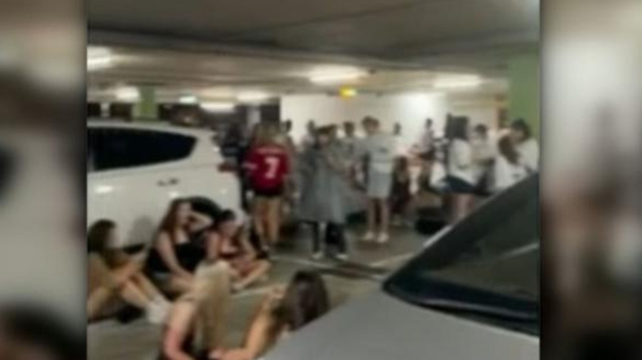 Concertgoers took shelter in an underground carpark while they waited for the storm to pass over Brisbane.