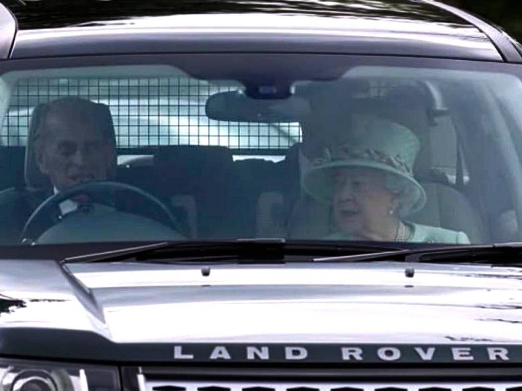 Prince Philip driving Queen Elizabeth in his Land Rover in 2017. Picture: Supplied