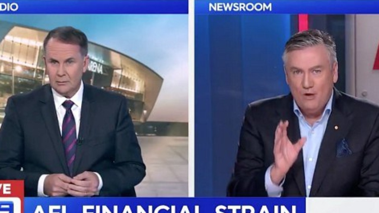 Eddie McGuire and Tony Jones get heated on Channel Nine news.