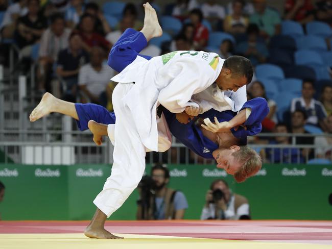 The moment Nathan Katz had a concentration lapse and conceded a yuko against Morocco’s Imad Bassou. Picture: AFP