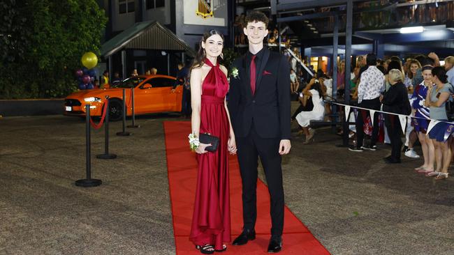 Sierra Jarvis and Christian Laska arrive at the St Augustine's College for the senior formal night earlier this year. Picture: Brendan Radke