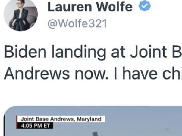 Lauren Wolfe's now-deleted tweet. Picture: Twitter