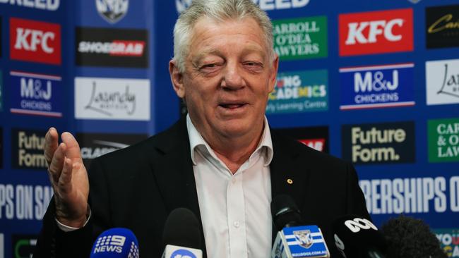 SYDNEY, AUSTRALIA : NewsWire Photos - SEPTEMBER 10 2024; Canterbury GM of football Phil Gould addresses media in a press conference at Belmore Sportsground this morning at 11am to discuss the Josh Addo-Carr cocaine scandal. Picture: NewsWire / Gaye Gerard