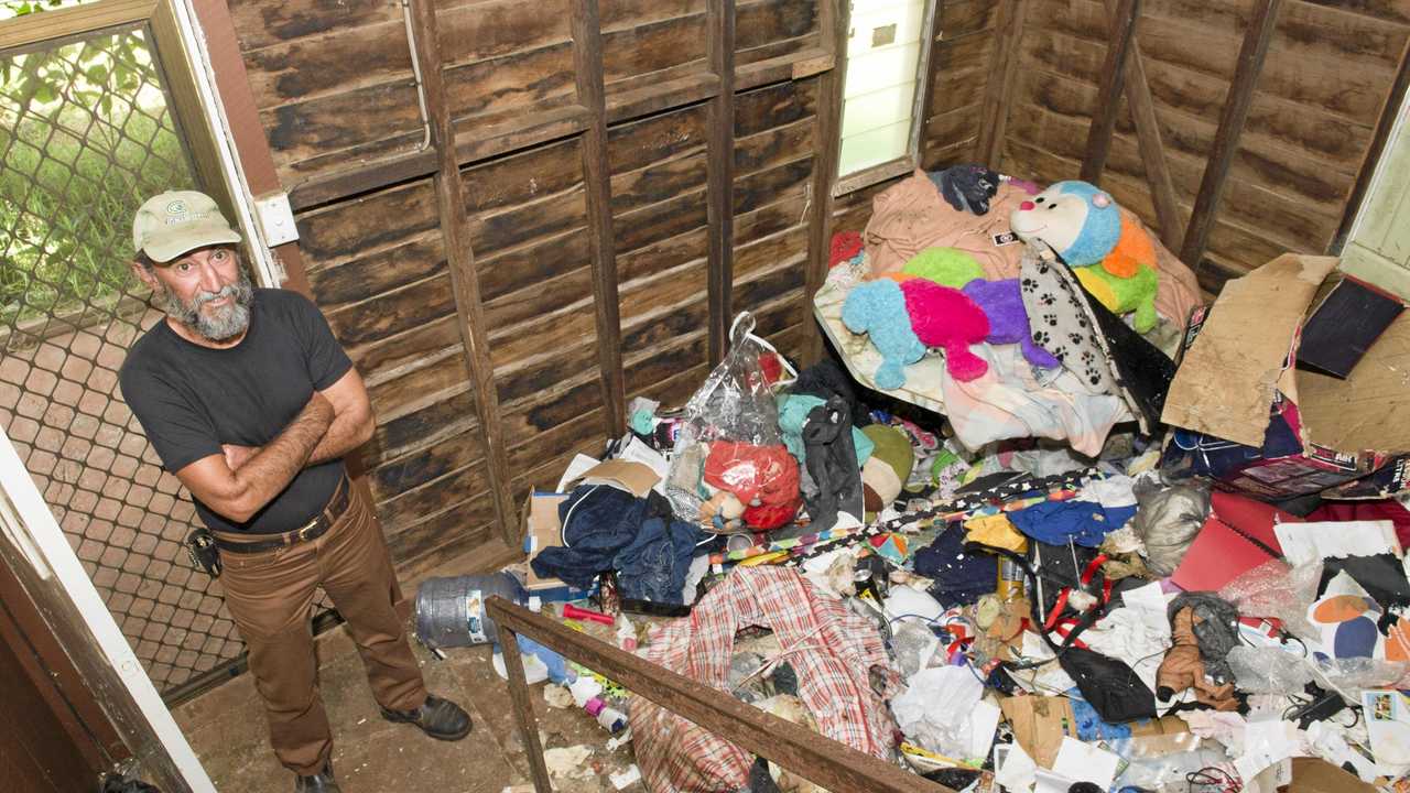 Joe Courte in the Isaac St house he owns left in poor state after tenant evicted. Thursday, 2nd May, 2019. Picture: Nev Madsen