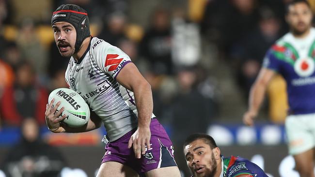 Jahrome Hughes makes a break for the Storm. Picture: Getty Images