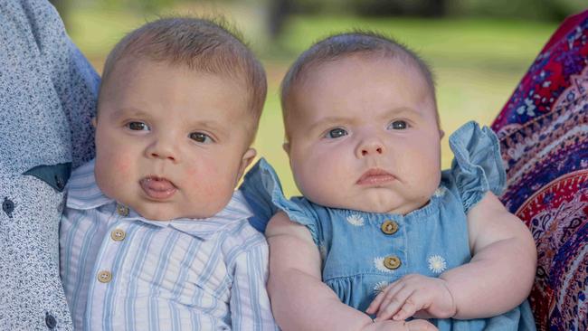 Evanston Park twins Luca and Kiarah. Picture: Ben Clark