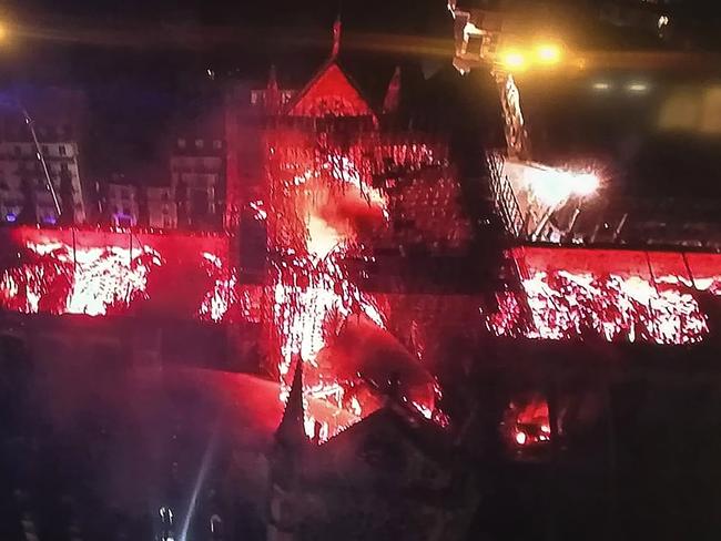 The entire roof of the cathedral collapsed at about 8pm. Picture AFP: 