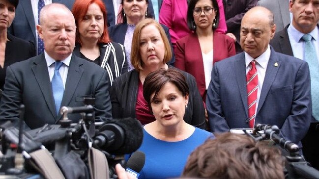 NSW Labor leader Jodi McKay and Labor MPs walk out of parliament during question time. Picture: Supplied