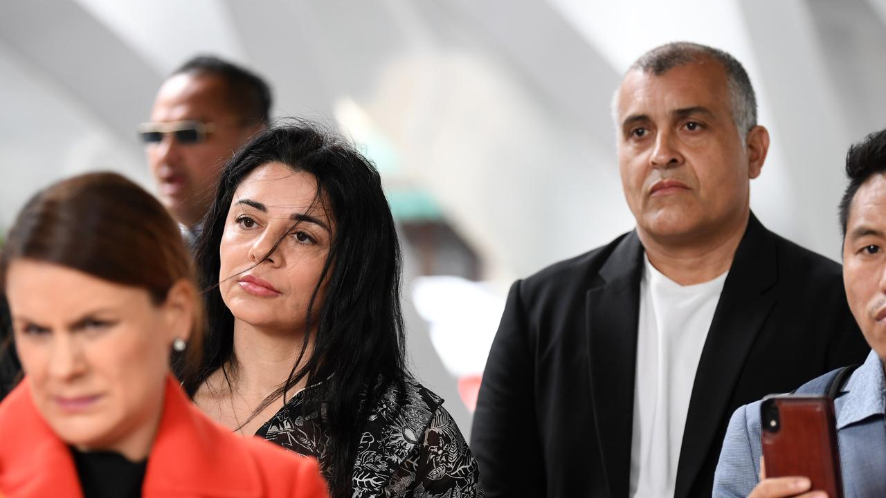 Drew Pavlou’s parents, Vanessa and Nick Pavlou, at one of the cases their son has been involved in since his University of Queensland protest. Picture: NCA NewsWire/Dan Peled.