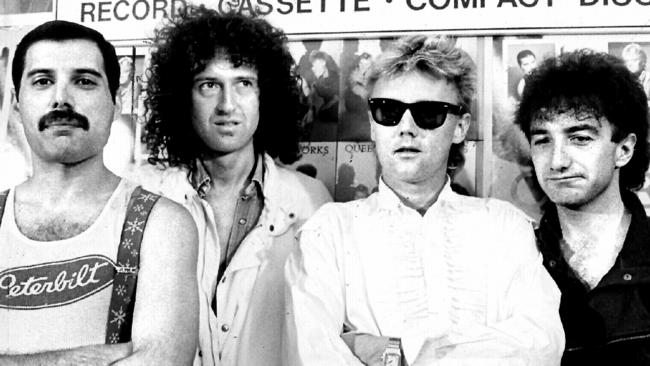 Freddie Mercury with band members Brian May, Roger Taylor and John Deacon. Picture: Supplied
