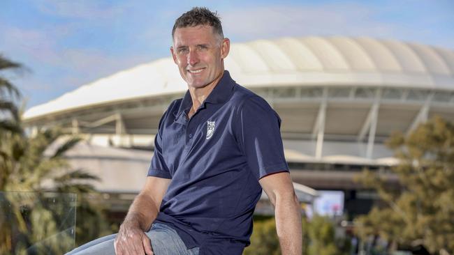 Former Australian Test star Mike Hussey, pictured overlooking Adelaide Oval, has been appointed to a five-person selection panel to find the Redbacks’ new head coach. Picture: Dean Martin