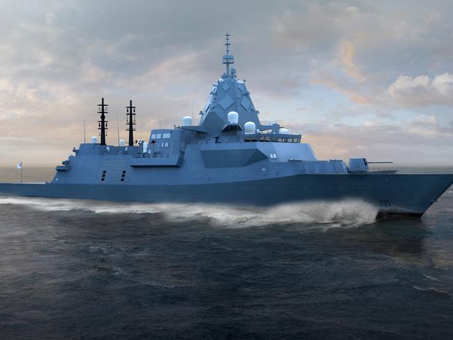 Hunter class frigate digital image exterior. Supplied for May 25. Source: BAES