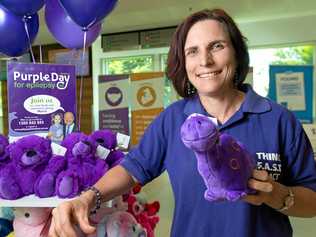 Joanne Scott was diagnosed with epilepsy when she was just 18-months-old. Now 45, Joanne is a strong advocate for Epilepsy Queensland and raising awareness. Purple Day is a worldwide campaign dedicated to increasing awareness and understanding of epilepsy. Picture: Emma Murray