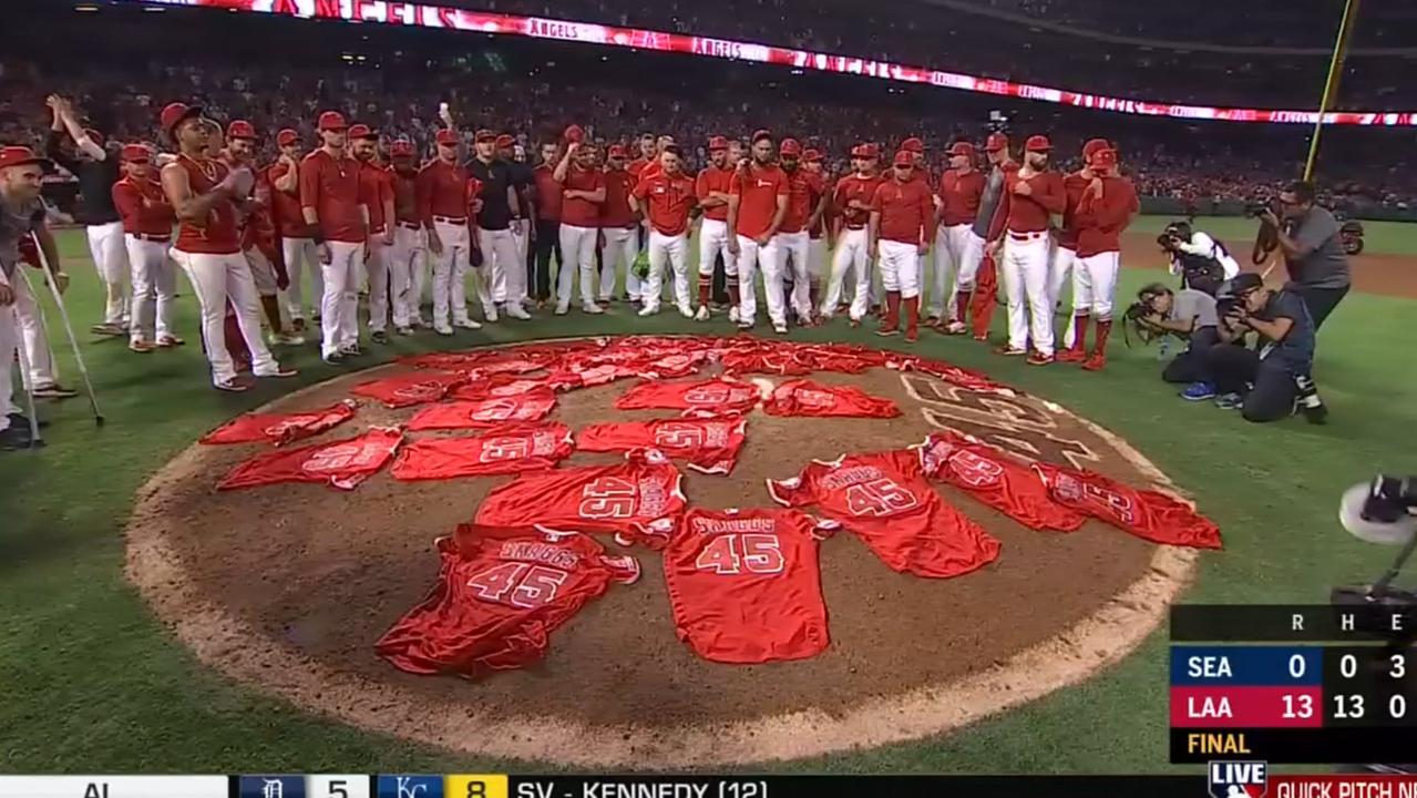 MLB - Mike Trout pays tribute to Tyler Skaggs with a No. 45 pin. ❤️