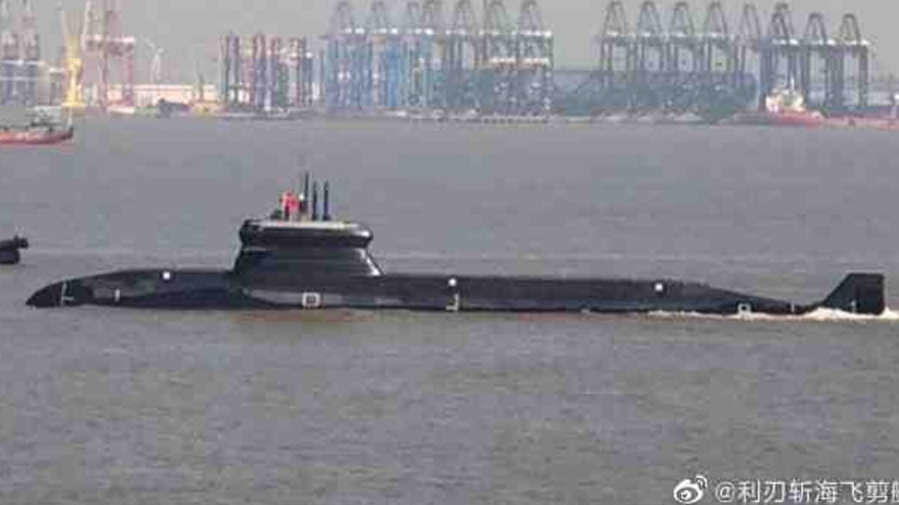 The new submarine’s design has a distinct design. Picture: Weibo.