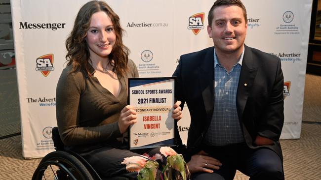 The 2021 The Advertiser, Messenger and Department for Education School Sports Awards . Winner , Individual Secondary Award , Isabella Vincent. Picture: Nicki Scenes Photography