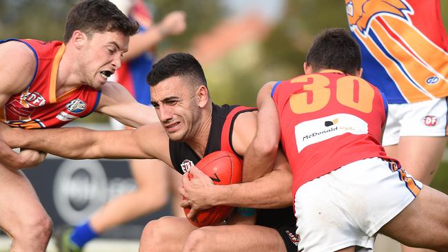 Pascoe Vale and Maribyrnong Park lock horns in the EDFL. Picture: Josie Hayden