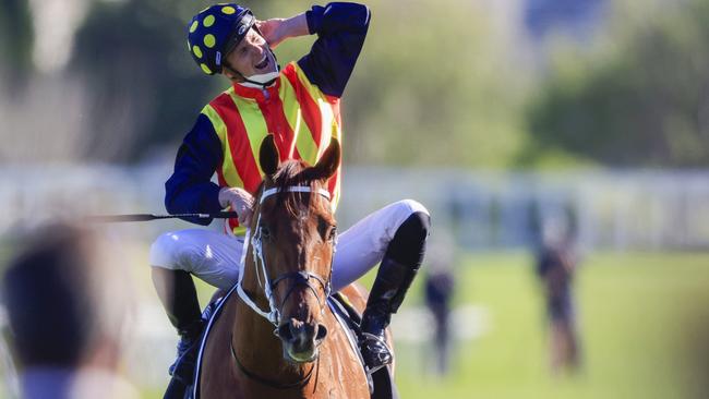 Jockey James McDonald on Nature Strip after winning The Everest at Royal Randwick on Saturday. Picture: Getty Images