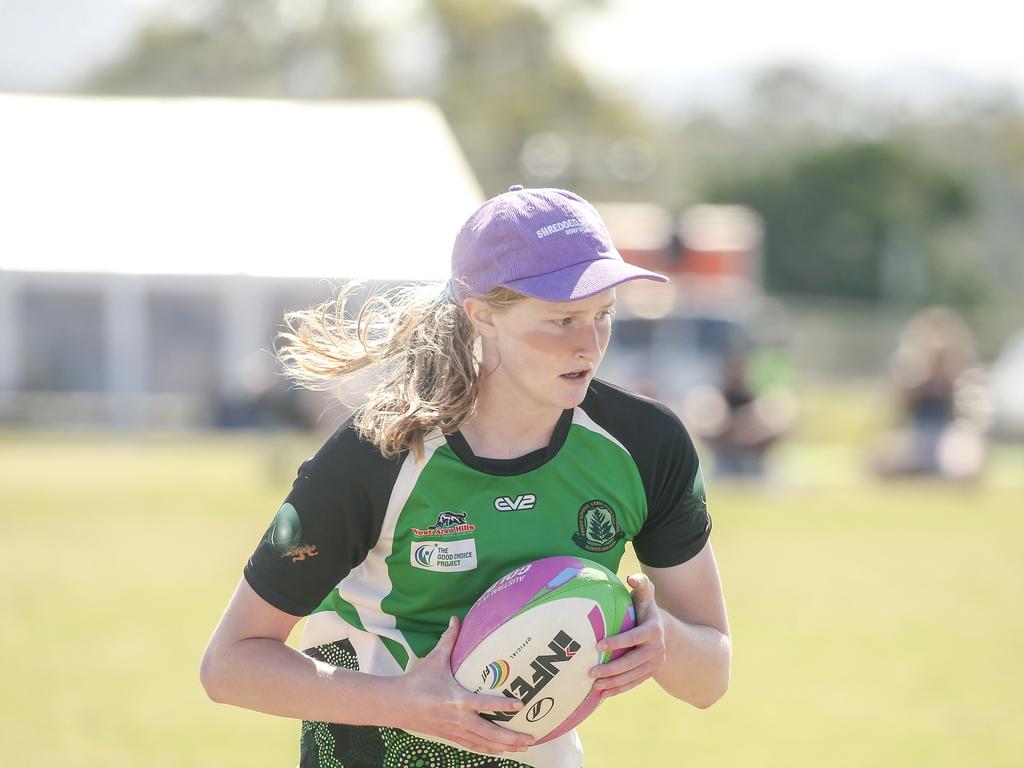 Moreton Bay College V Ferny Grove State High at the 2024 Gold Coast Titans All Schools Touch Football Picture: Glenn Campbell