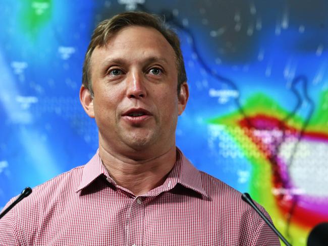 BRISBANE AUSTRALIA - NewsWire Photos APRIL 5, 2021: Queensland deputy Premier Steven Miles speaks at a press conference at the Queensland Emergency Operations Centre. Queensland authorities provided a severe weather update.   Picture: NCA NewsWire / Jono Searle