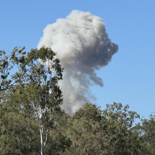 A serious accident on the Bruce Highway early Friday morning has left a man in critical condition after a collision between a ute and a truck carrying ammonium nitrate. Picture: Queensland Police