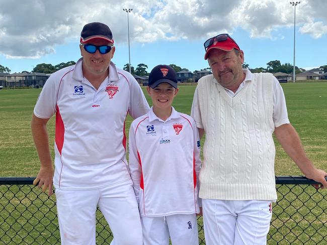 Lucas Brown with his grandfather Kevin, left, and his dad Anthony. Picture: Supplied