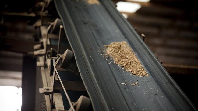 Sawdust biomass from regional Tasmanian sawmills is used to heat the brick-making kilns at Longford's Austral Bricks factory. Picture: Supplied