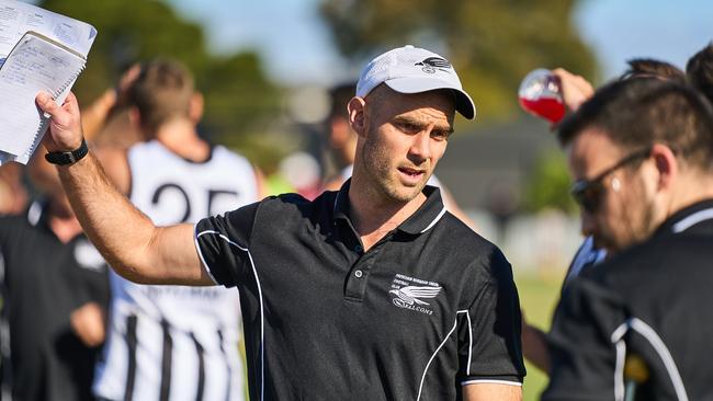 Payneham Norwood Union coach Jace Bode in the match against Brighton at Brighton Oval. Picture: Matt Loxton.