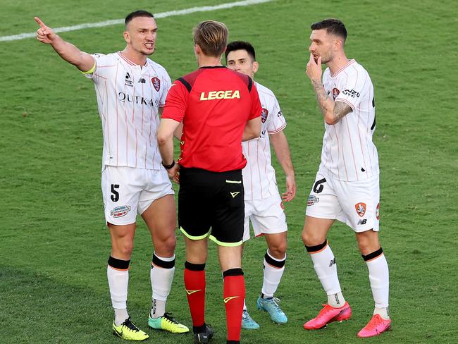 Player dissent will not be tolerated with a renewed focus from A-Leagues’ referees. Picture: Matt King/Getty Images